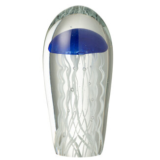 J-Line Papiergewicht Calypso Ovaal Glas Transparant/Donkerblauw Groot