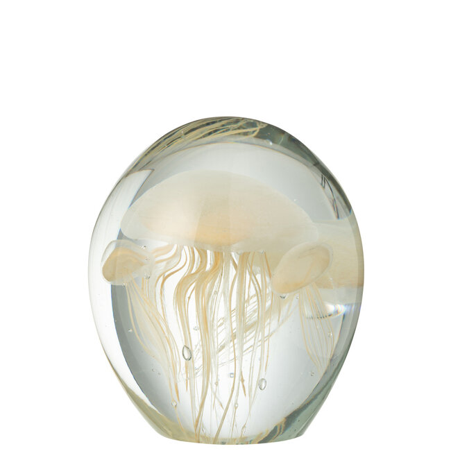 J-Line Papiergewicht Calypso Glas Transparant/Beige Groot