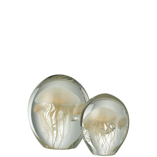 J-Line Papiergewicht Calypso Glas Transparant/Beige Groot