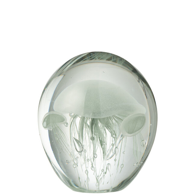 J-Line Papiergewicht Calypso Glas Transparant/Groen Groot