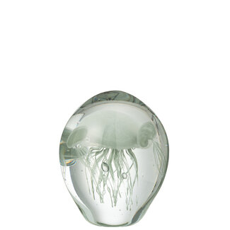 J-Line Papiergewicht Calypso Glas Transparant/Groen Klein