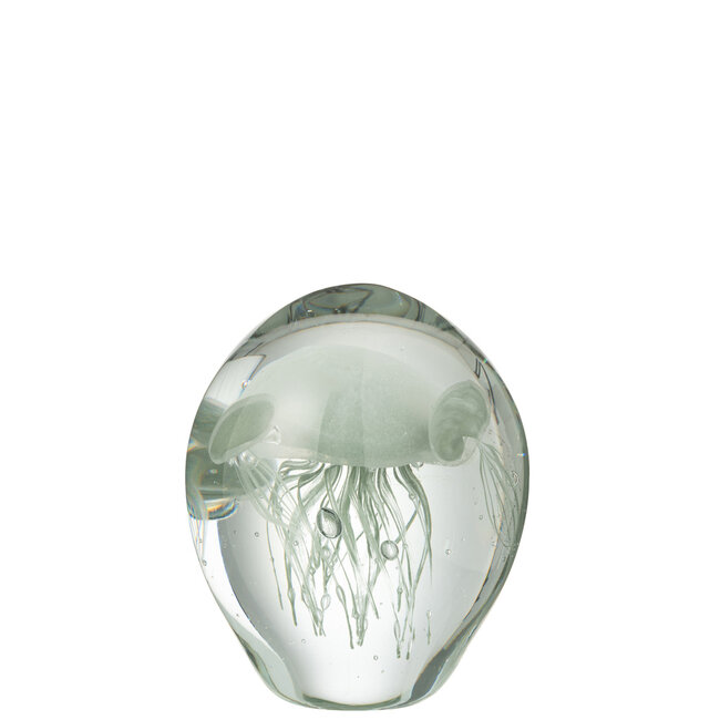 J-Line Papiergewicht Calypso Glas Transparant/Groen Klein
