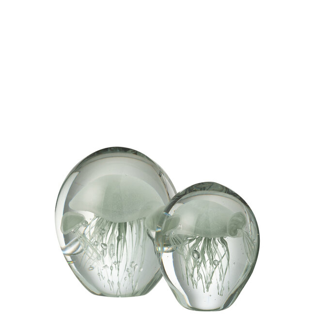 J-Line Papiergewicht Calypso Glas Transparant/Groen Groot