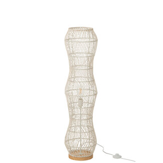 J-Line Staande lamp rotan gevlochten metaal wit