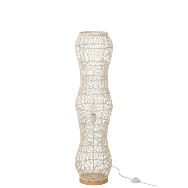 J-Line Staande lamp rotan gevlochten metaal wit