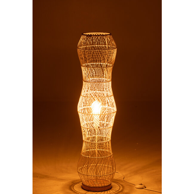 J-Line Staande lamp rotan gevlochten metaal wit