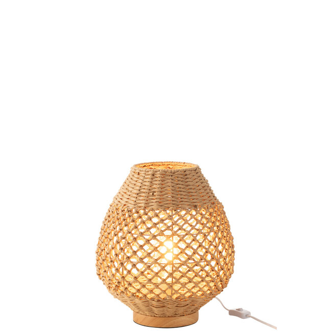 J-Line Tafellamp Gevlochten Metaal Donker Natuurlijk Klein