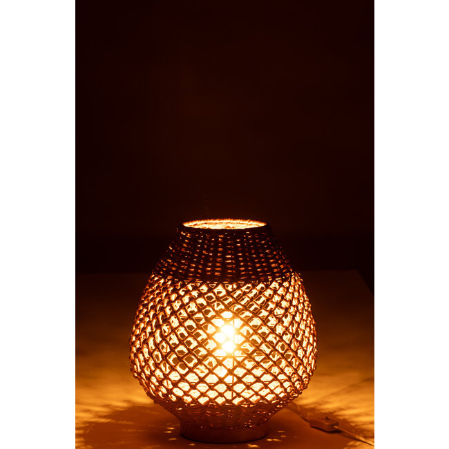 J-Line Tafellamp Gevlochten Metaal Donker Natuurlijk Klein