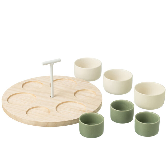 J-Line Tapas Service 6 Sets+Houten Dienblad Windowbox Groen/Wit