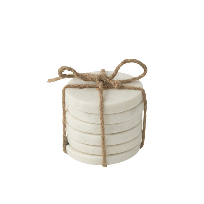 J-Line Set van 6 onderzetters hart marmer wit