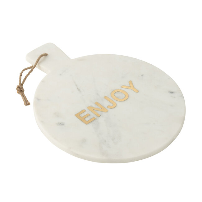 J-Line Kaasplank Rond Enjoy Marmer Wit
