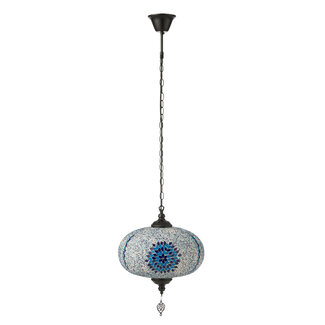 J-Line Haning Lamp Mozaïek Glas/Metaal Blauw Groot
