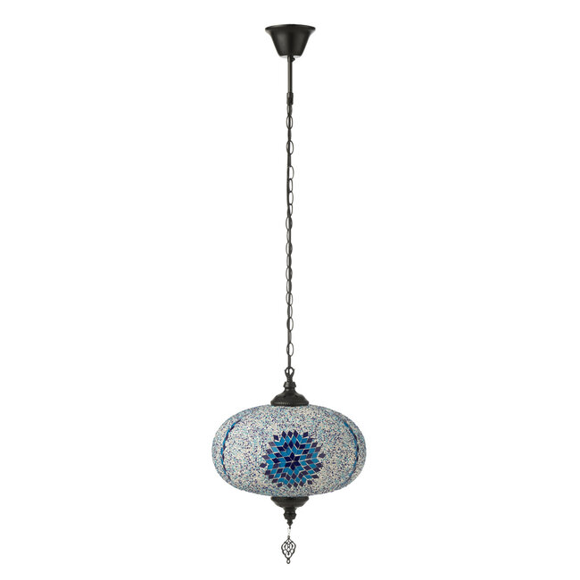 J-Line Haning Lamp Mozaïek Glas/Metaal Blauw Groot