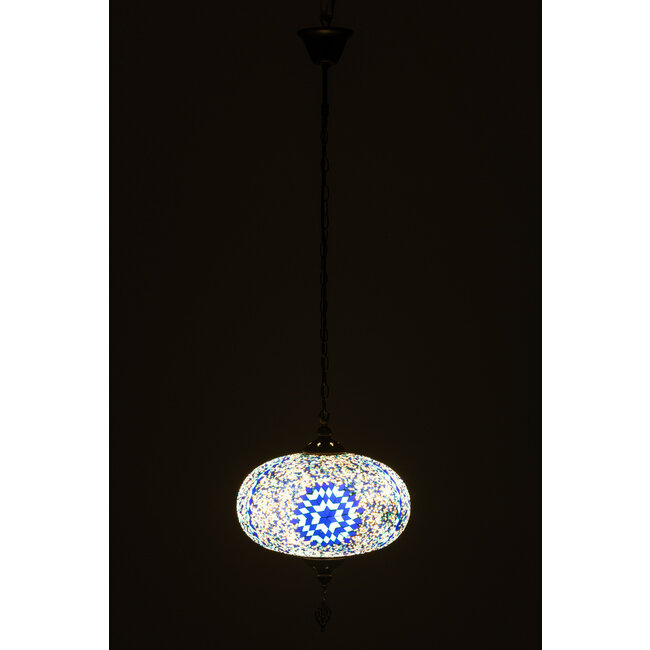 J-Line Haning Lamp Mozaïek Glas/Metaal Blauw Groot