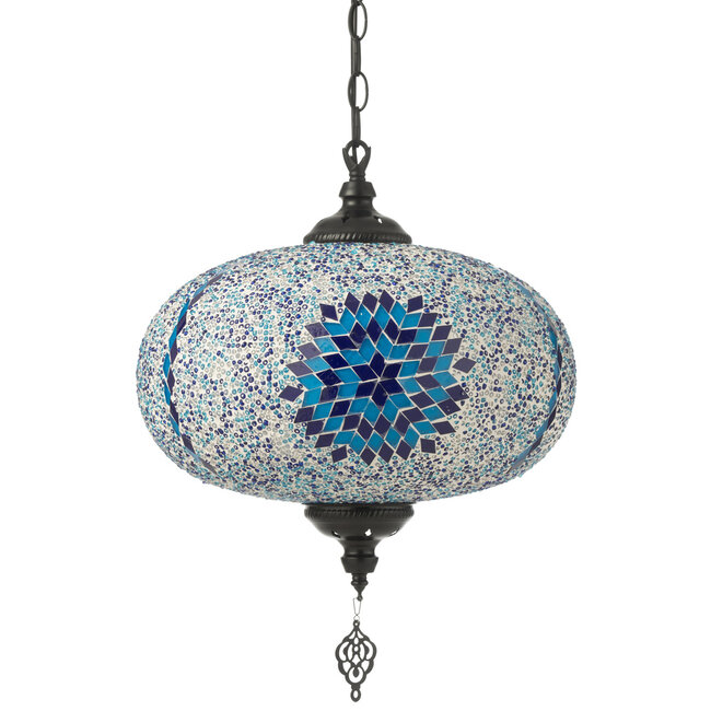 J-Line Haning Lamp Mozaïek Glas/Metaal Blauw Groot