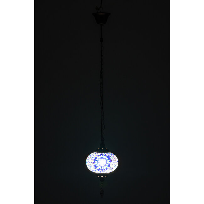 J-Line Haning Lamp Mozaïek Glas/Metaal Blauw Klein