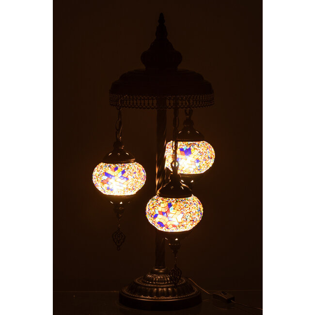 J-Line Tafellamp Mozaïek 3 Lampen Glas/Metaal Oranje