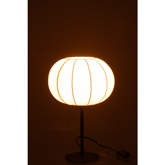 J-Line Tafellamp Lantaarn Metaal/Textiel Wit Klein