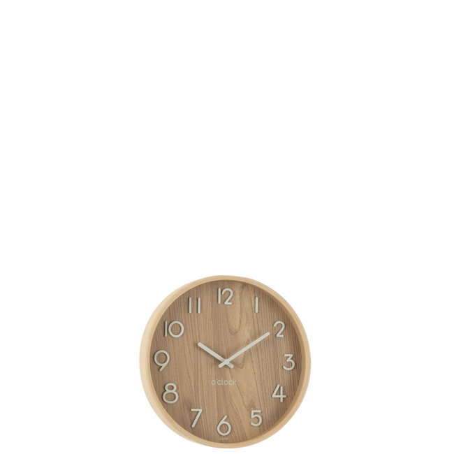 J-Line Wandklok Multiplex/Mdf Natuurlijk Klein