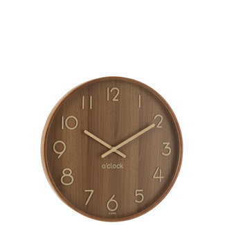 J-Line Wandklok Multiplex/Mdf Donker Natuurlijk Groot