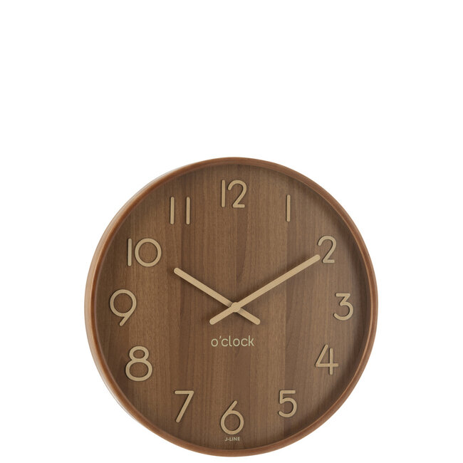 J-Line Wandklok Multiplex/Mdf Donker Natuurlijk Groot