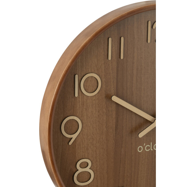 J-Line Wandklok Multiplex/Mdf Donker Natuurlijk Groot
