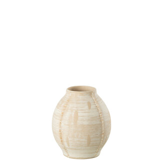 J-Line Vaas Rond Keramiek Beige Klein