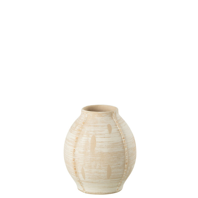 J-Line Vaas Rond Keramiek Beige Klein