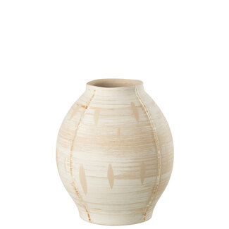 J-Line Vaas Rond Keramiek Beige Groot
