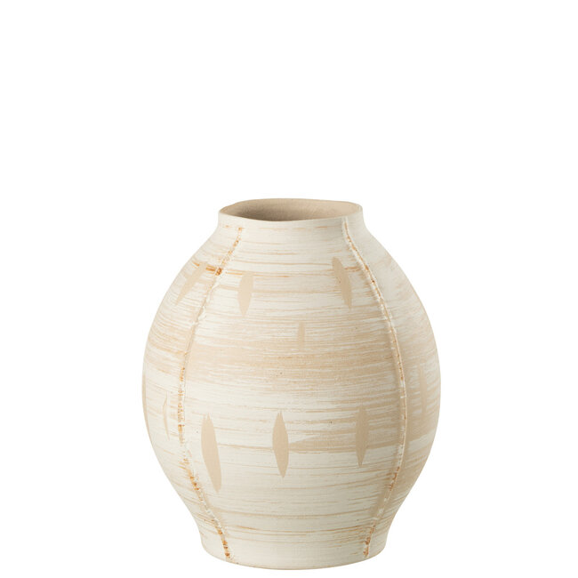J-Line Vaas Rond Keramiek Beige Groot