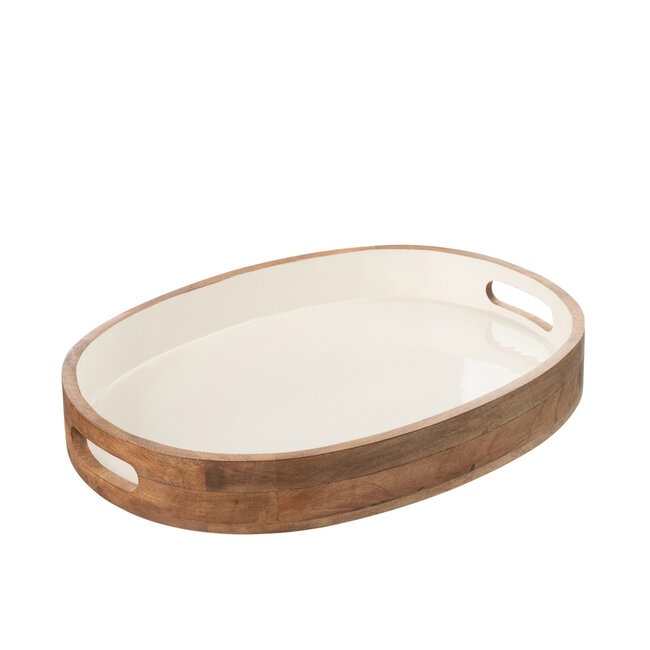 J-Line Dienbladen Kos Hout Bruin/Wit