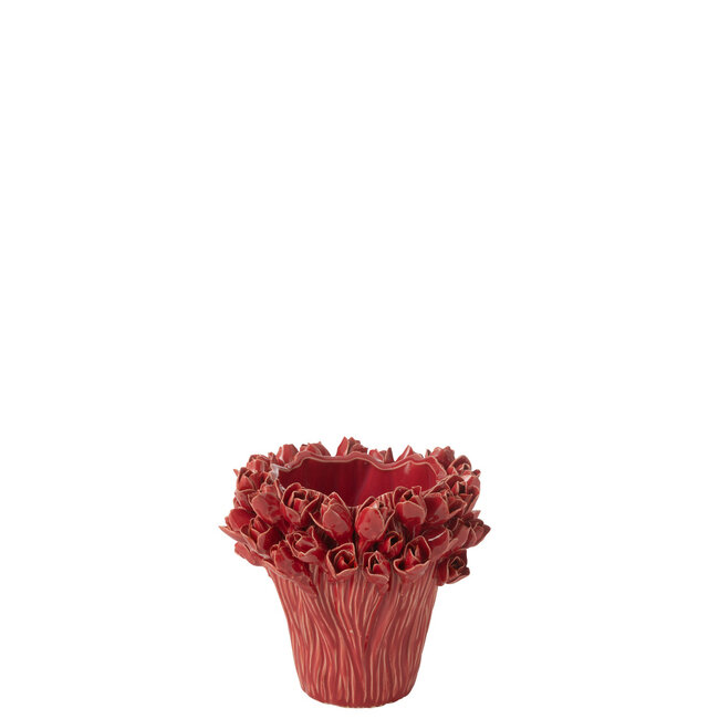 J-Line Vaas Ambrosia Keramiek Rood Klein