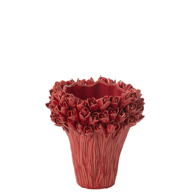 J-Line Vaas Ambrosia Keramiek Rood Medium