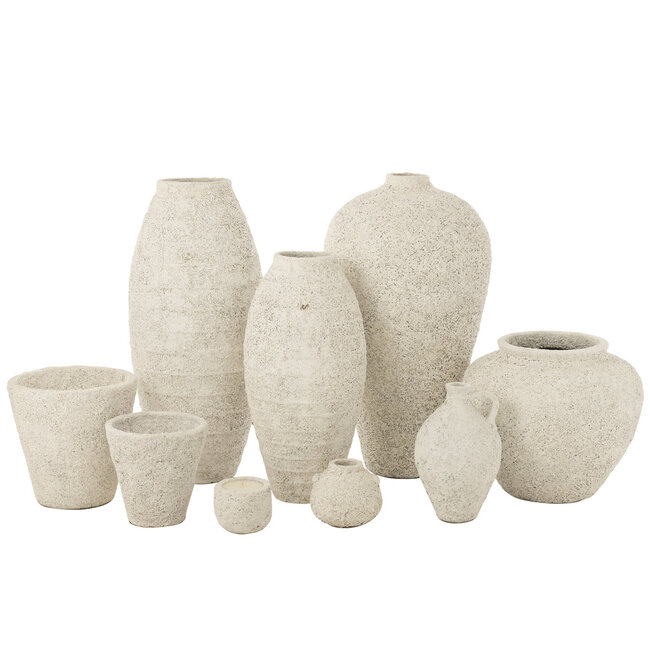 J-Line Vaas Pot Antiek Cement Wit