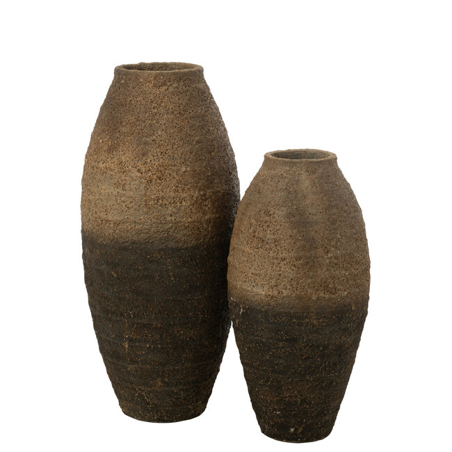 J-Line Vaas Antiek Cement Bruin/Zwart Groot
