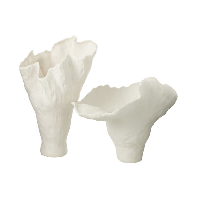 J-Line Vaas Corolla Breed Keramiek Wit