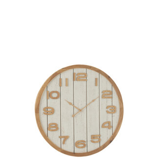J-Line Wandklok Hout/Mdf Wit/Natuurlijk Groot