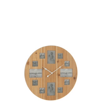 J-Line Wandklok Foto Mdf Natuurlijk