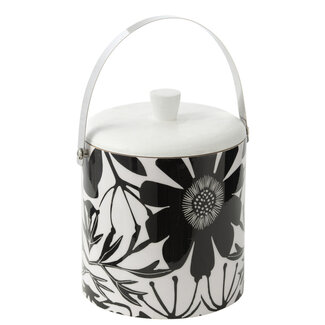 J-Line Ijsemmer Bloemenpatroon Mangohout Zwart/Wit