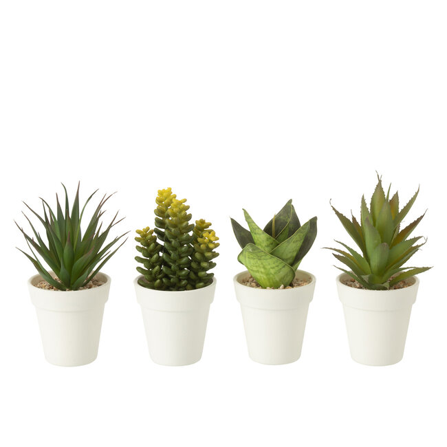 J-Line Planten in pot Kunstmatig Groen Assortiment van 4