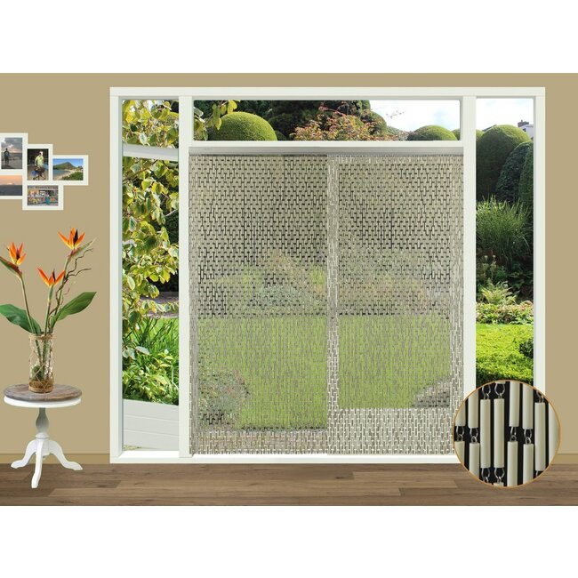 Sun Arts Vliegengordijn Verspringend crème 100x232 cm