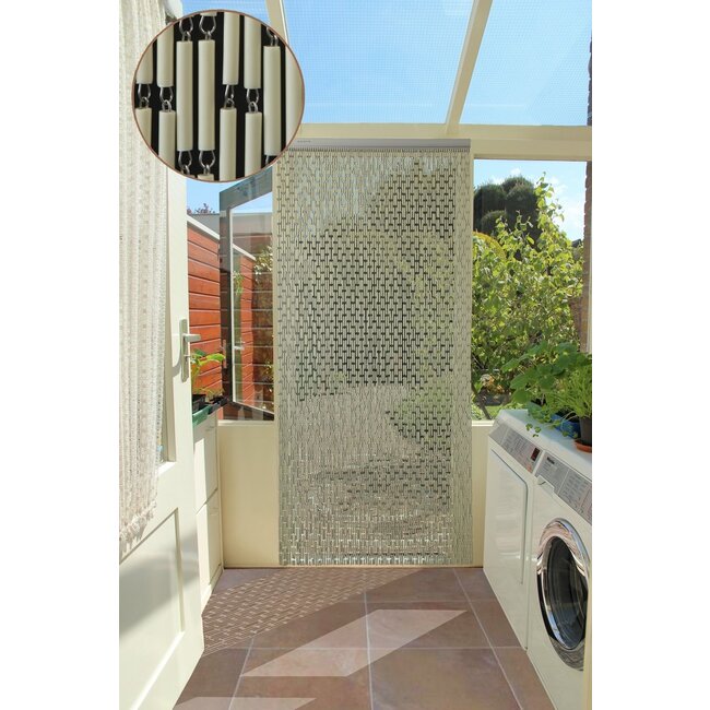 Sun Arts Vliegengordijn Verspringend crème 100x232 cm