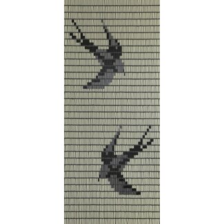 Sun Arts Vliegengordijn Zwaluwen crème - zwart - zilver 100x232 cm
