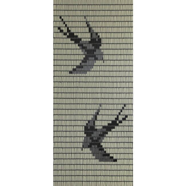 Sun Arts Vliegengordijn Zwaluwen crème - zwart - zilver 100x232 cm