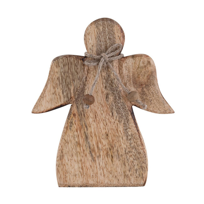 Dream-Living Dekofigur Engel Holzfigur 15x13cm Glücksengel Weihnachtsdekoration Mangoholz