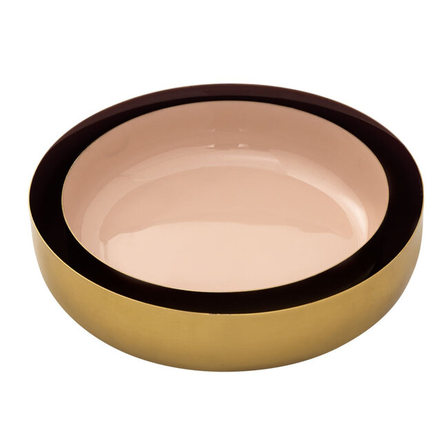 Dream-Living Luxe set van 2 metalen schalen met emaille paars roze 