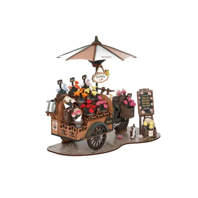 DIY Creations DIY 3D Houten Modelbouwpakket, Blossom Cart, Robotime, TGS03, 24,2x16,3x21cm