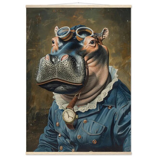 St Tropez Art Schoolposter van een Hippopotamus