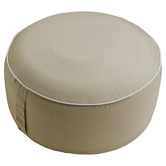 2Lif St. Maxime  opblaasbare buiten poef 55cm taupe rond x 25 cm hoog