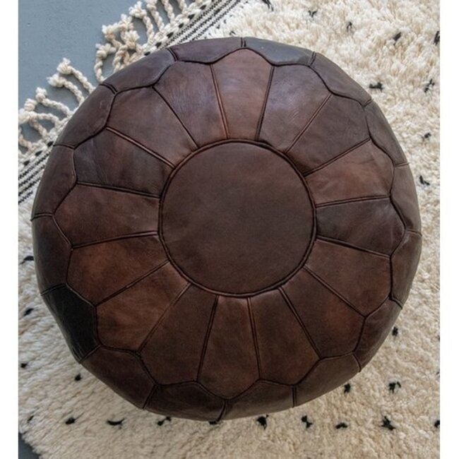 Poufs & Pillows Leather Pouffe - Chocolate Brown (XL)